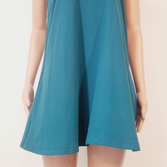 Lovers & Friends Teal Halter Swing Dress With Pockets Size M - Picture 4 of 14